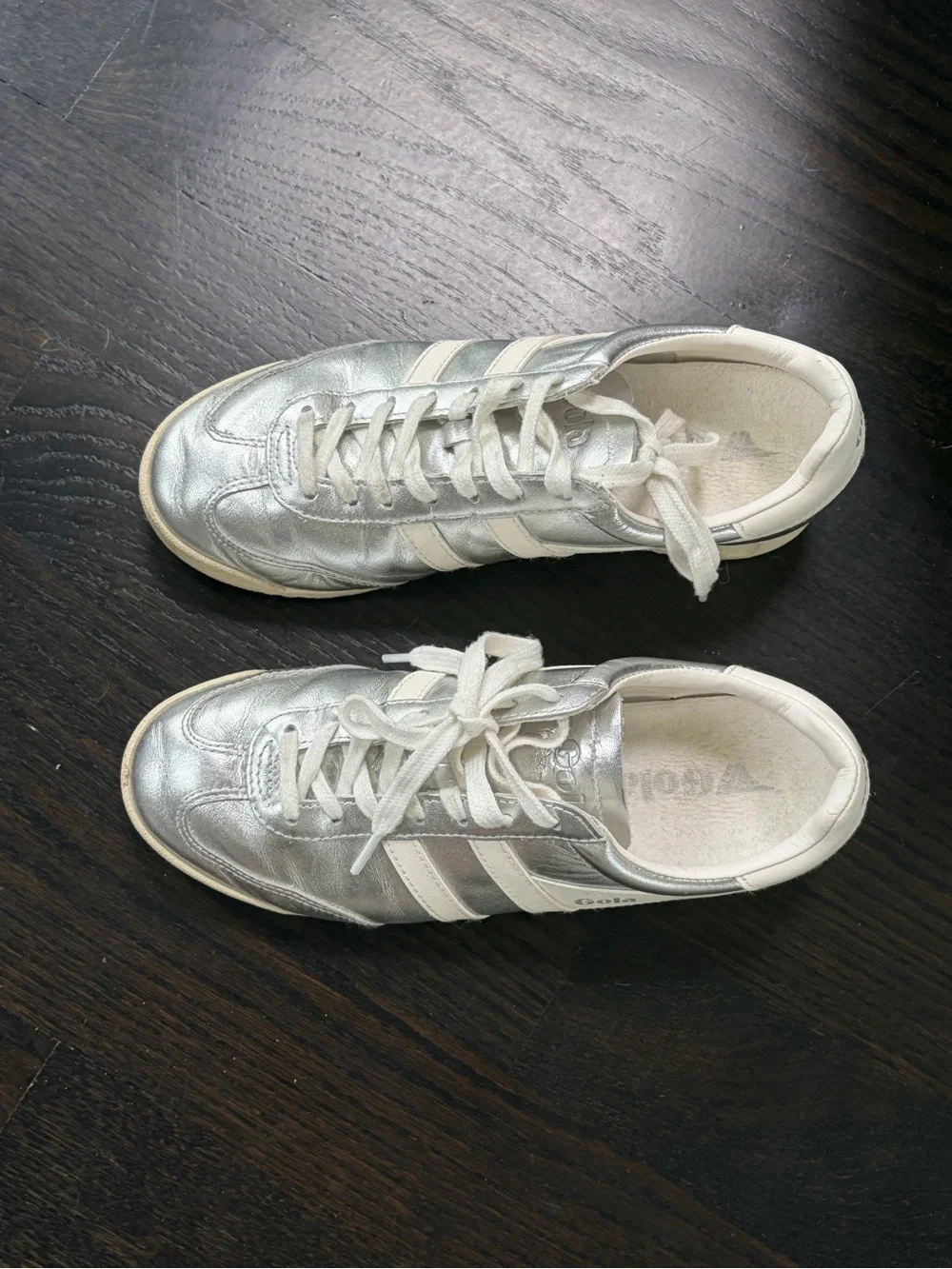 Gola Women's Silver and White Retro Trainer Sneakers